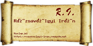 Rózsavölgyi Irén névjegykártya