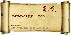 Rózsavölgyi Irén névjegykártya
